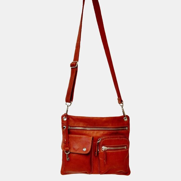 Fossil Leather Burnt Red Crossbody/Shoulder Women Bag - Picture 8 of 11
